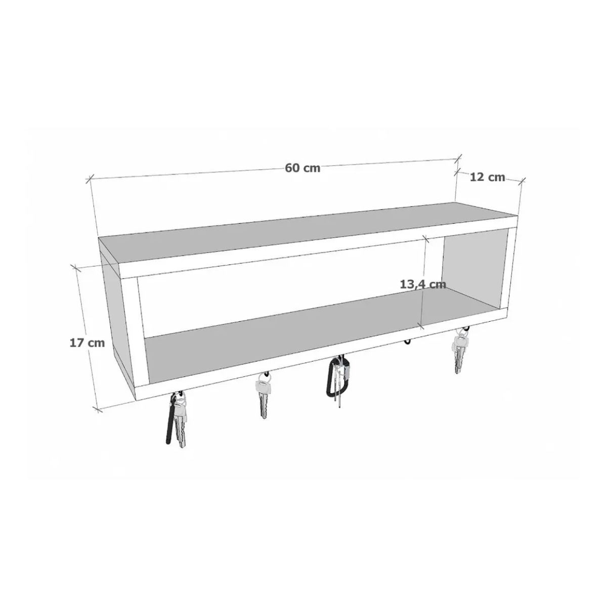 GENERICO - Porta Llaves  P-10 Repisa Flotante Rectangular Moderna Color Wengue