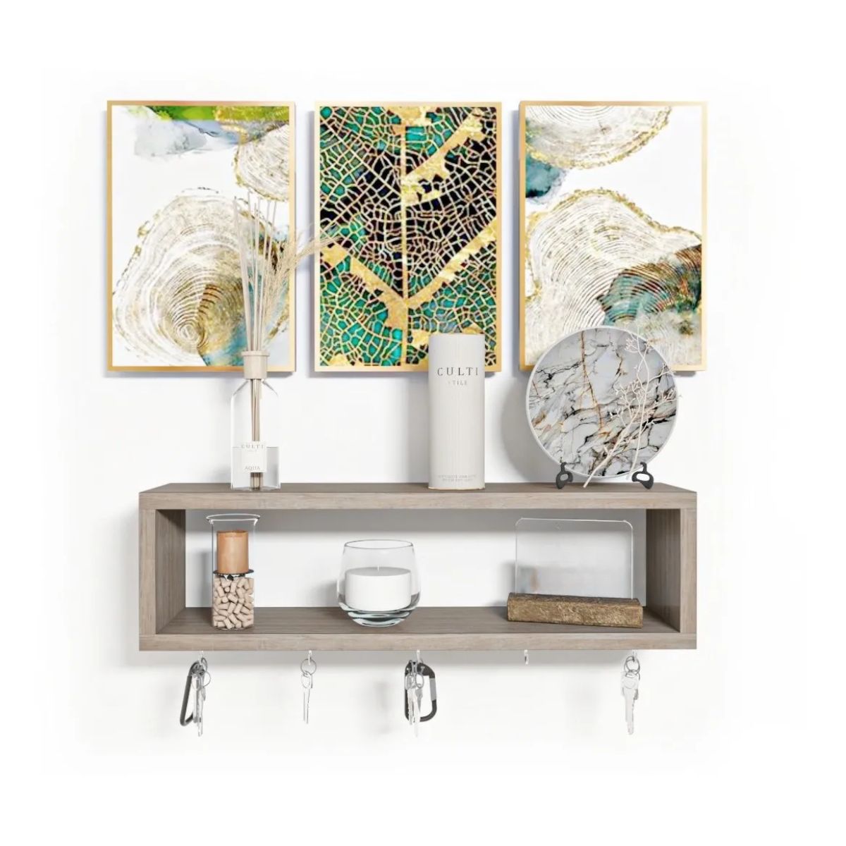 GENERICO - Porta Llaves  P-10  Repisa Flotante Rectangular Color Capuccino