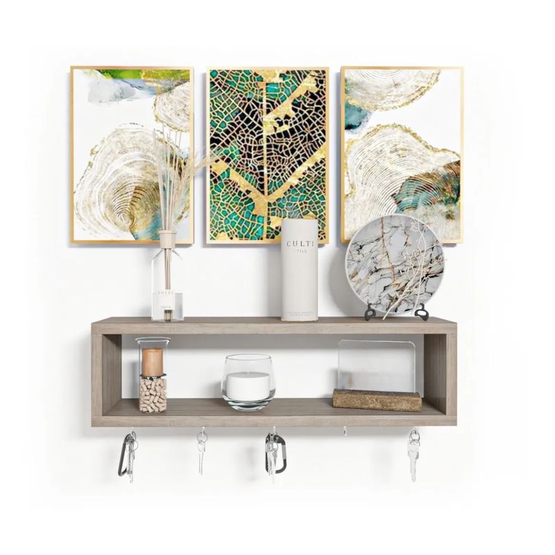 GENERICO - Porta Llaves  P-10  Repisa Flotante Rectangular Color Capuccino