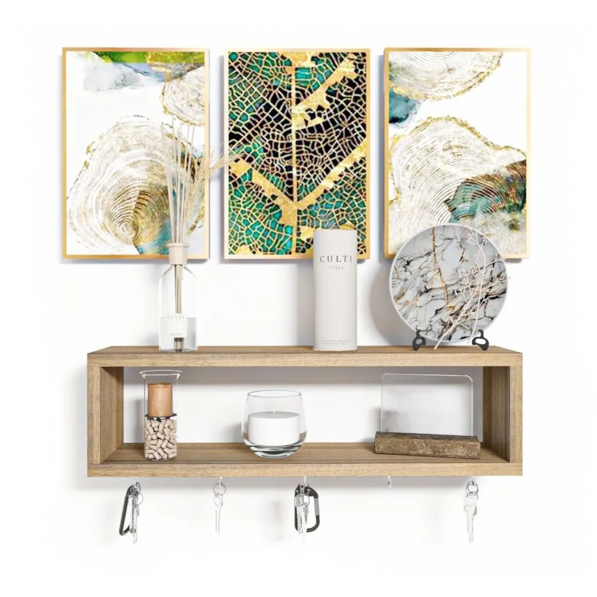 GENERICO - Porta Llaves  P-10  Repisa Flotante Rectangular Color Amaretto