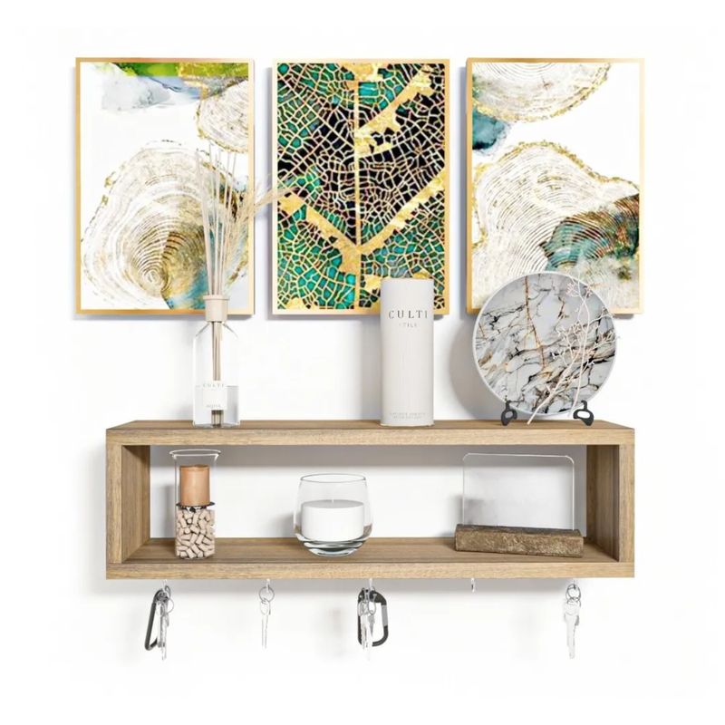 GENERICO - Porta Llaves  P-10  Repisa Flotante Rectangular Color Amaretto