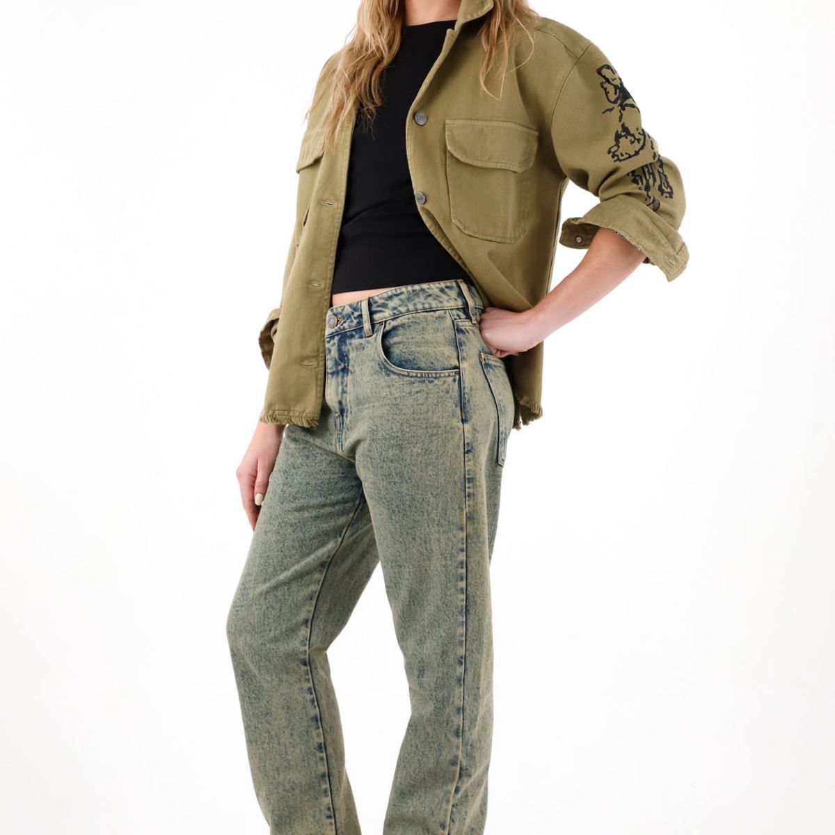 TENNIS - Jean Recto tiro medio tono claro para mujer