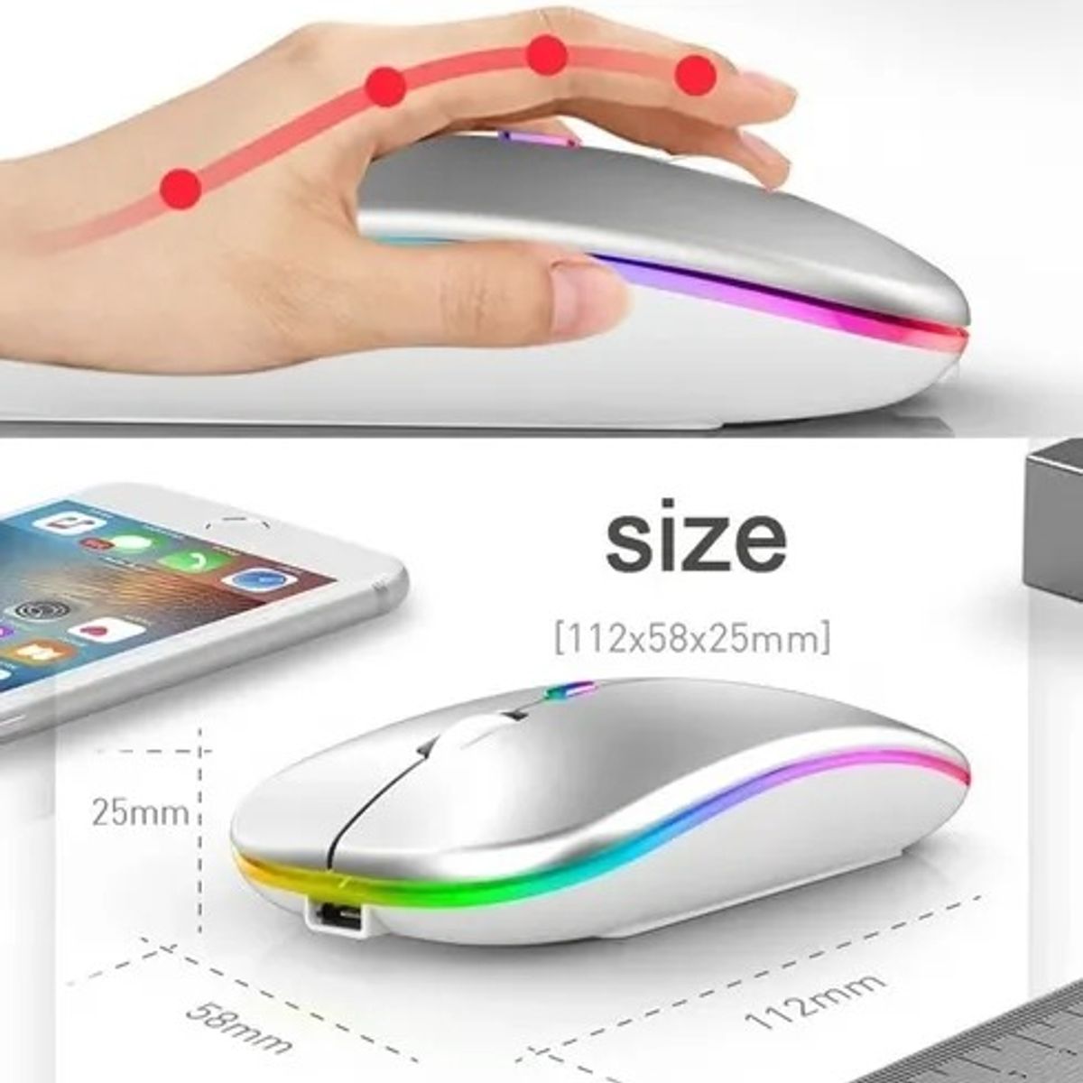 KIDSHOP - Mouse Inalámbrico Recargable W07 Blanco