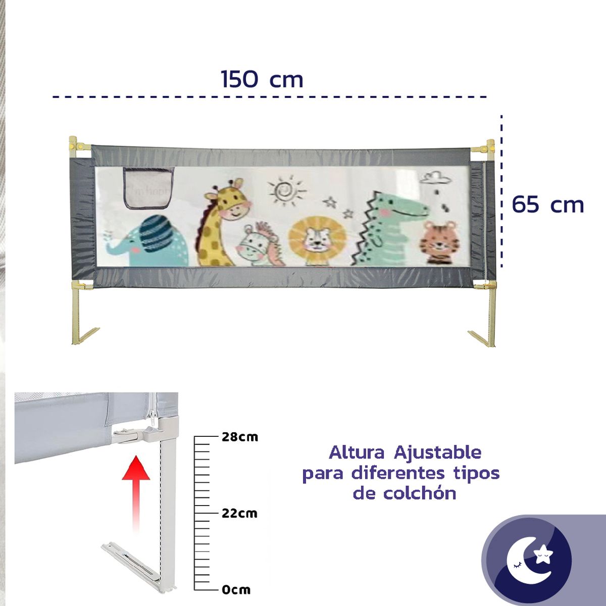 ENFANTASY - Baranda Seguridad Cama Niños 150 cm Protección Infantil