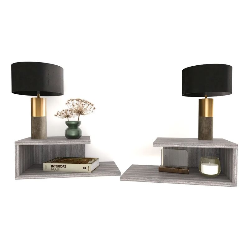 GENERICO - Set 2 Mesa De Noche Flotante Decoración Mínimalista, Color Humo