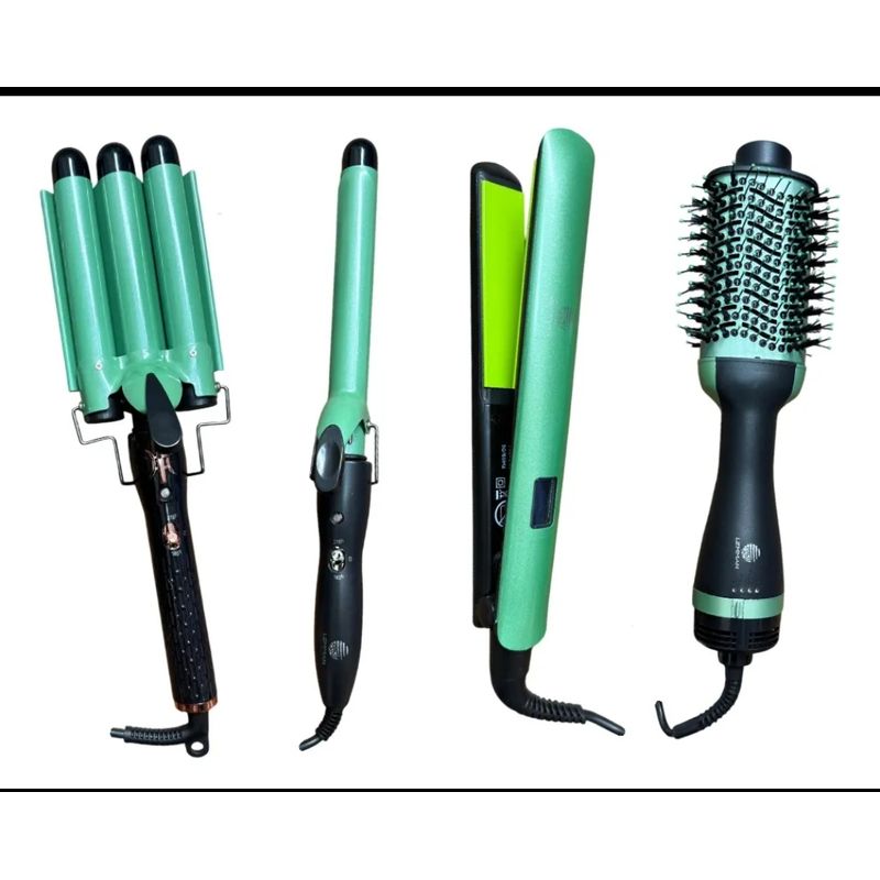 GENERICO - Combo Cepillo Secador + Pinza + Sirena + Plancha Lemman Aguacate Shine Therapy
