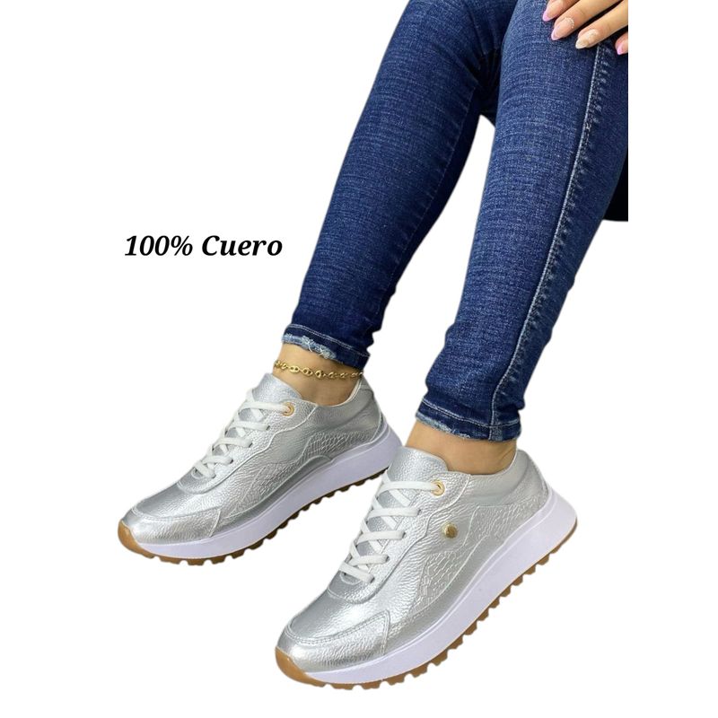 EVEGONZ - Tenis Deportivo en Cuero Zapato Confortable de Moda Femenina