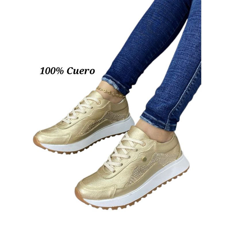 EVEGONZ - Tenis Deportivo en Cuero Zapato Confortable de Moda Femenina