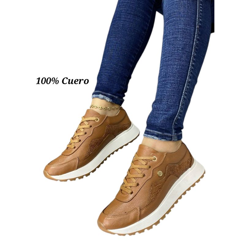 EVEGONZ - Tenis Deportivo en Cuero Zapato Confortable de Moda Femenina
