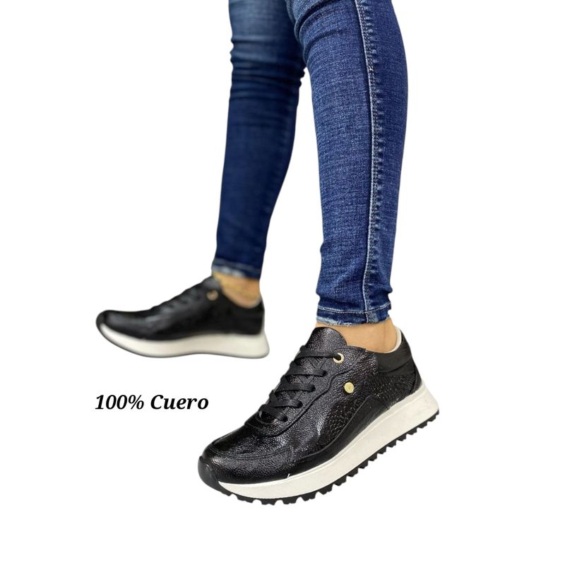 EVEGONZ - Tenis Deportivo en Cuero Zapato Confortable de Moda Femenina