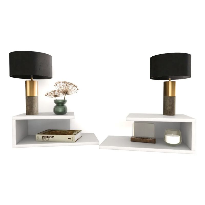 GENERICO - Set 2 Mesa De Noche Flotante Decoración Mínimalista, Color Blanco