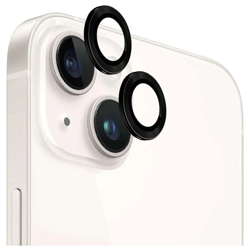 GENERICO - Protectores Cámara Lente Compatible iPhone 16 y 16 Plus Negro