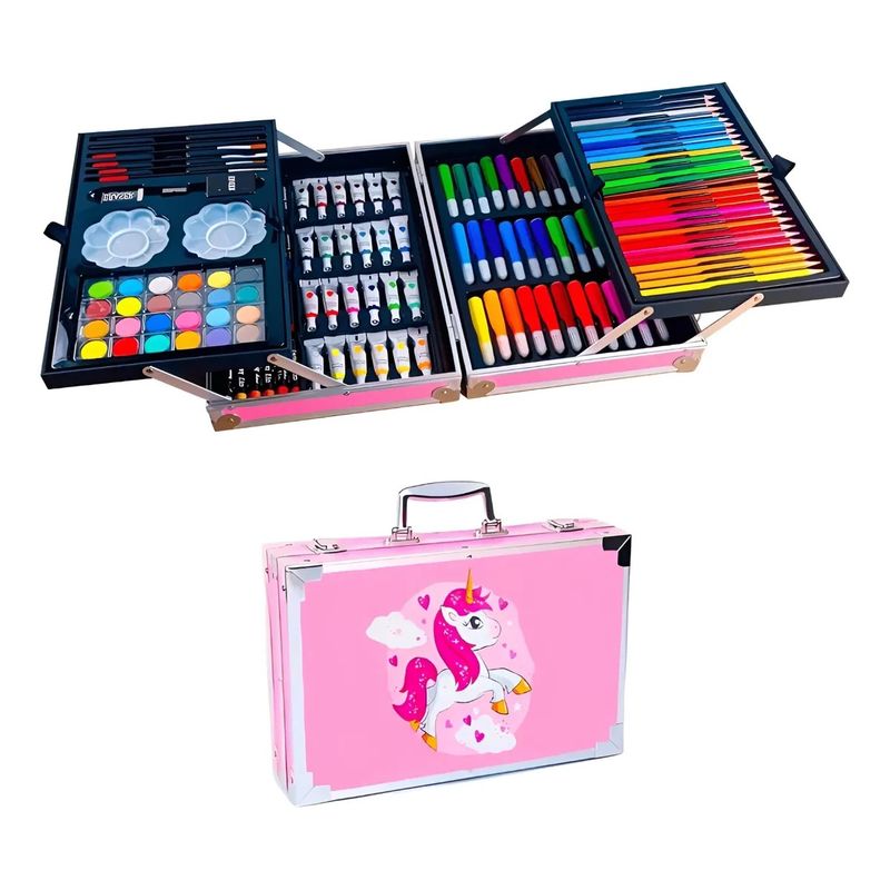 KIDSHOP - Set Kit De Colores Arte Infantil 145 Piezas Rosado