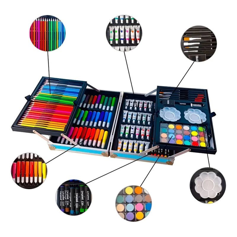 KIDSHOP - Set Kit De Colores Arte Infantil 145 Piezas Azul