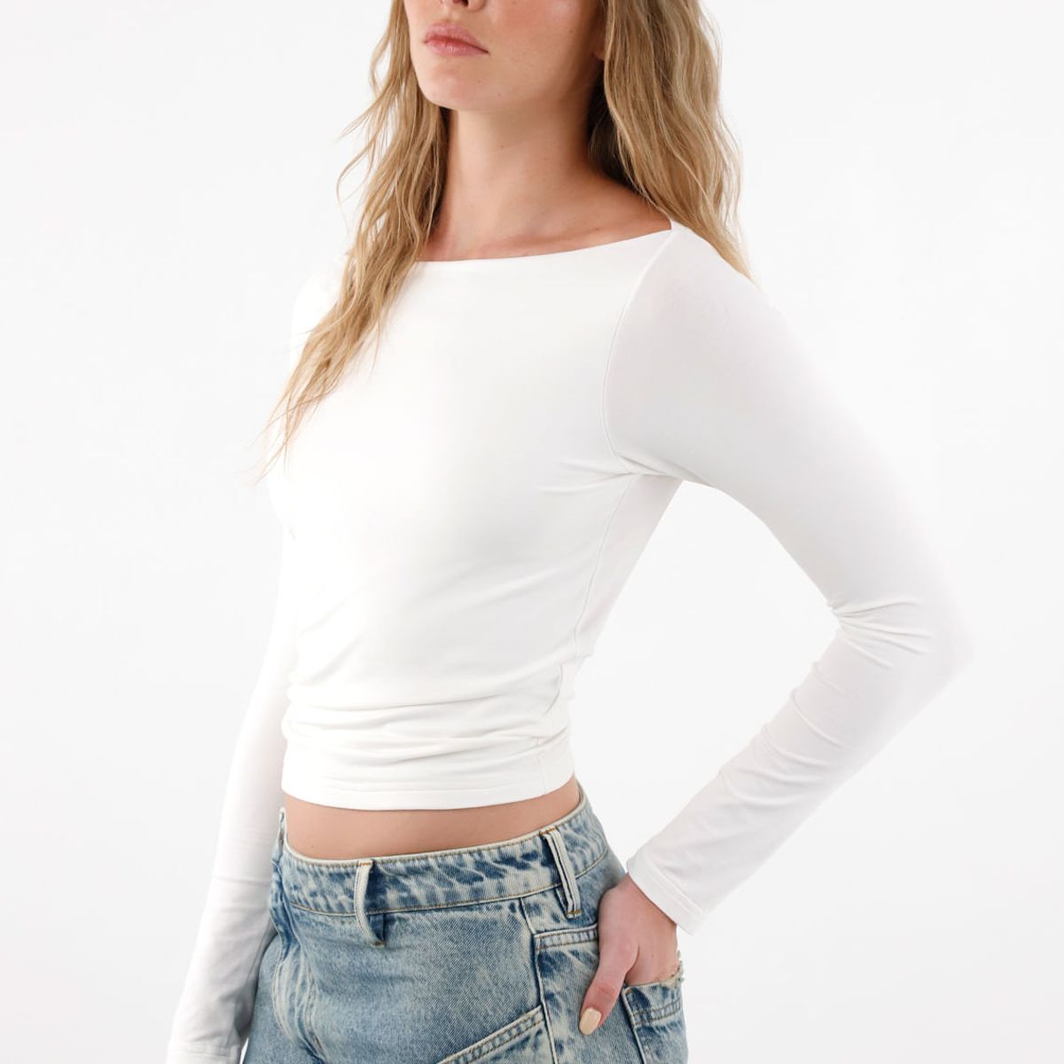 TENNIS - Camiseta manga larga ajustada crudo para mujer