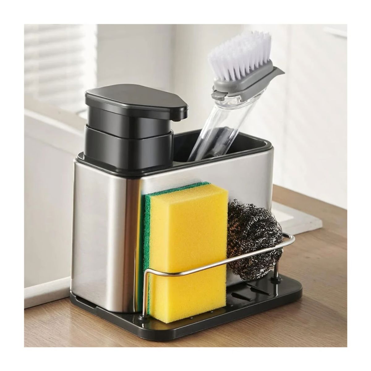 GENERICO - Escurridor Esponja Dispensador Jabon Platos 3en1 Separador