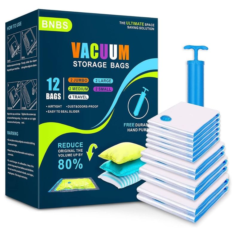 GENERICO - 12 Bolsas De Almacenamiento Al Vacío Combo Con Bomba Viajes