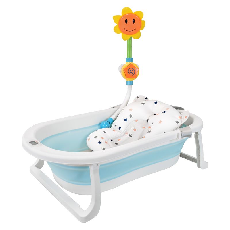 HAPPY BABY - Bañera Bebé Happy Baby Con Cojín Y Termómetro Hawai Plus Azul