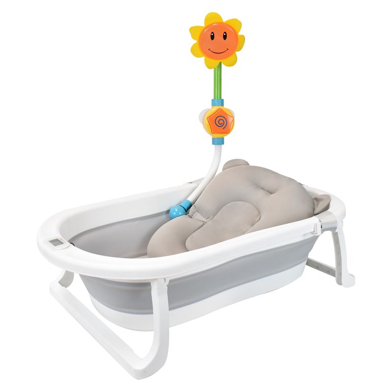 HAPPY BABY - Bañera Bebé Happy Baby Con Cojín Y Termómetro Hawai Plus Gris