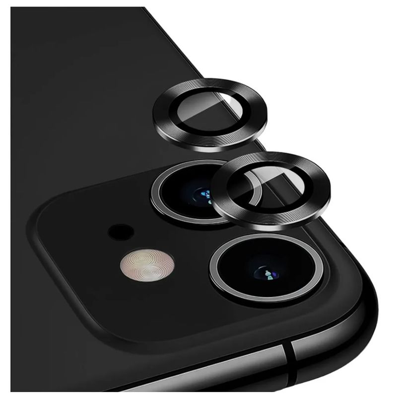 GENERICO - Protector Cámara Vidrio Aro Compatible iPhone 12 Negro