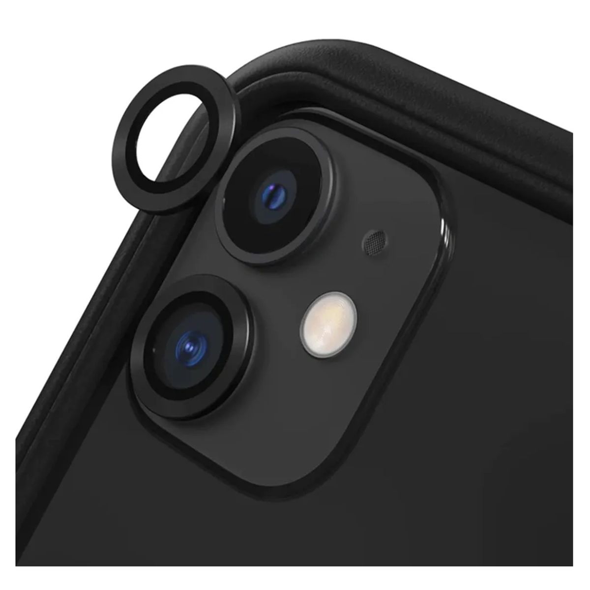 GENERICO - Protector Cámara Vidrio Aro Compatible iPhone 12 Negro