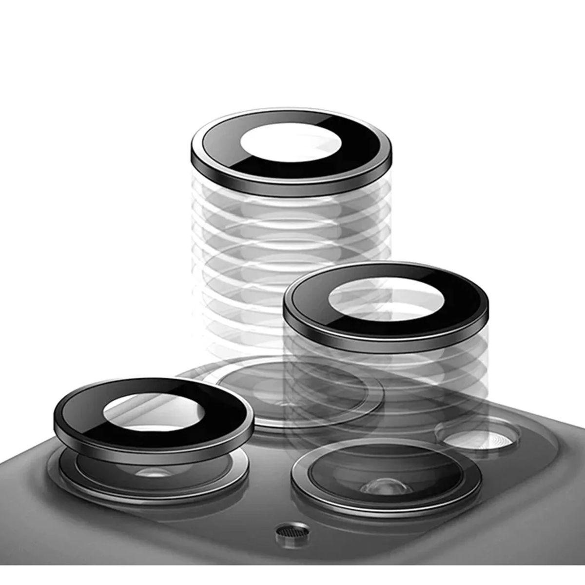 GENERICO - Protector Cámara Vidrio Aro Compatible iPhone 16 y 16 Plus Negro