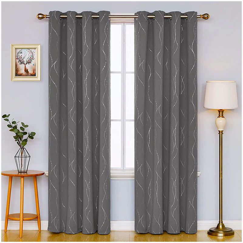 ONE PIXEL - Cortinas Diseño Lineal Y Estrellas Blackout 127 x 214cm X2 UND