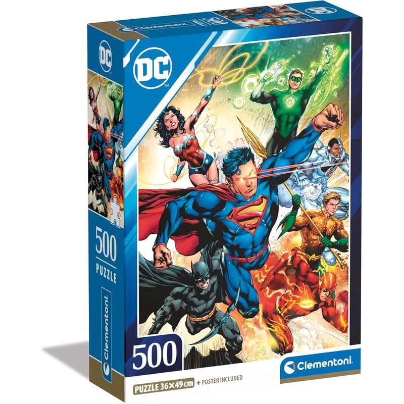 CLEMENTONI - Rompecabezas 500 Piezas Superhéroes Dc Comics Clementoni