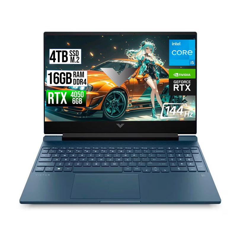 HP - Portátil HP Victus Intel Core i5 RTX 4050 16GB RAM 4TB SSD 15.6" FHD 144Hz