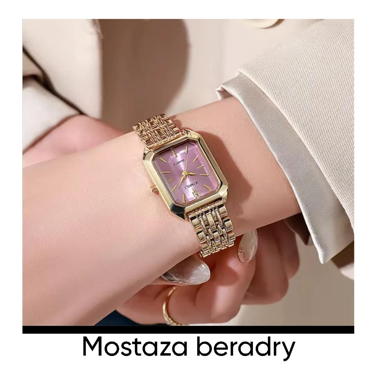 GENERICO - HERMOSO RELOJ ROSA  DE LUJO ACERO INOXIDABLE