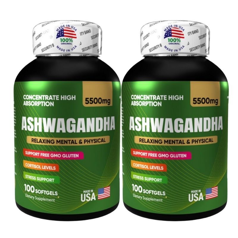 NATURAL ENERGY PRODUCTS - Ashwagandha 5500 mg Softgels ORIGINAL AMERICANO X2