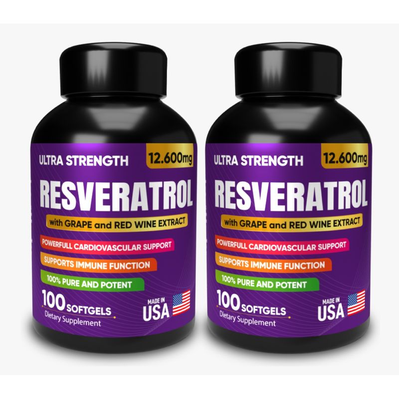 NATURAL ENERGY PRODUCTS - RESVERATROL PURO AMERICANO ORIGINAL 100 CAPSULAS X2