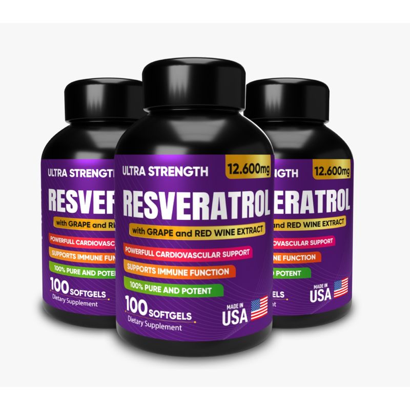 NATURAL ENERGY PRODUCTS - RESVERATROL PURO AMERICANO ORIGINAL 100 CAPSULAS X3