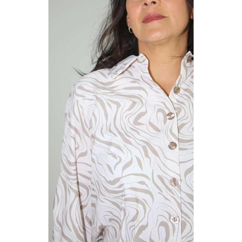 L Y H - Blusa Para Mujer Manga 34 Beige Marca L&H