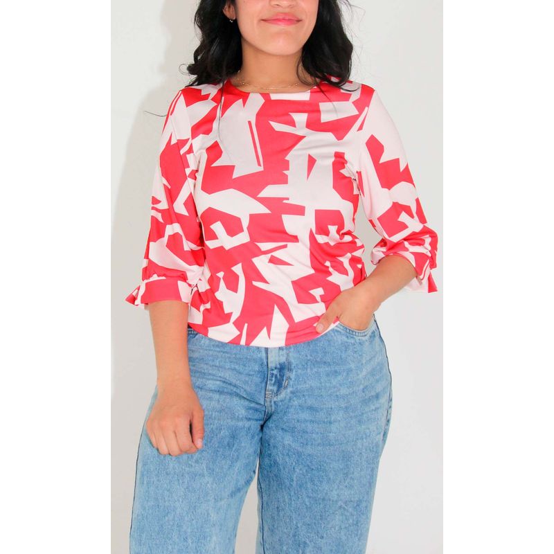 L Y H - Camiseta Para Mujer Manga 34 Rojo Marca L&H