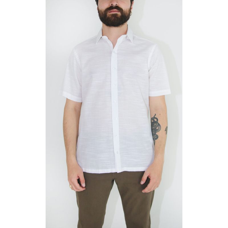 L Y H - Guayabera Para Hombre Manga Corta Blanco Marca L&H