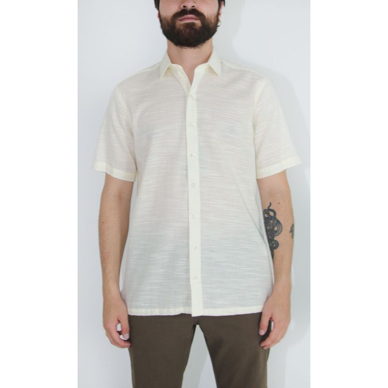 L Y H - Guayabera Para Hombre Manga Corta Amarillo Marca L&H