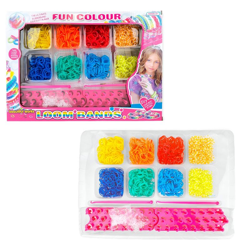 GENERICO - Set Kit Hacer Pulseras Collares Niña Style Ligas Multicolor