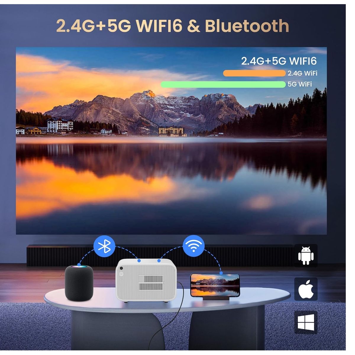 GENERICO - Proyector Inteligente Android AutoSmart Keystone 4K Wifi 6 Hippus
