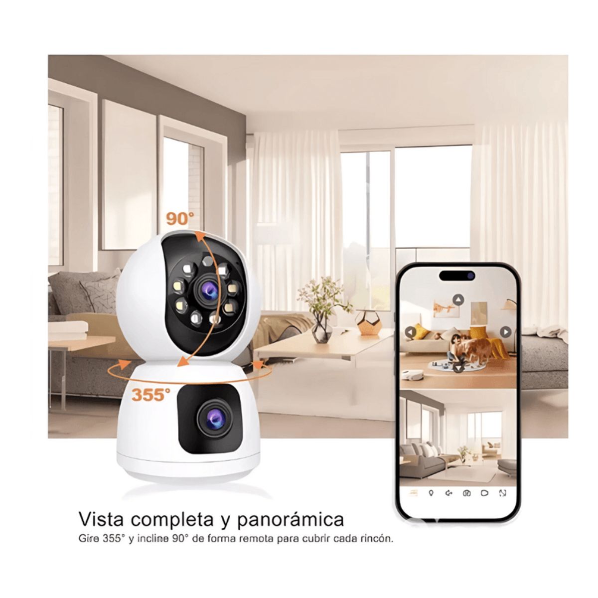 GENERICO - Camara De Seguridad Wifi Ip Doble Lente Robotica Color Blanco