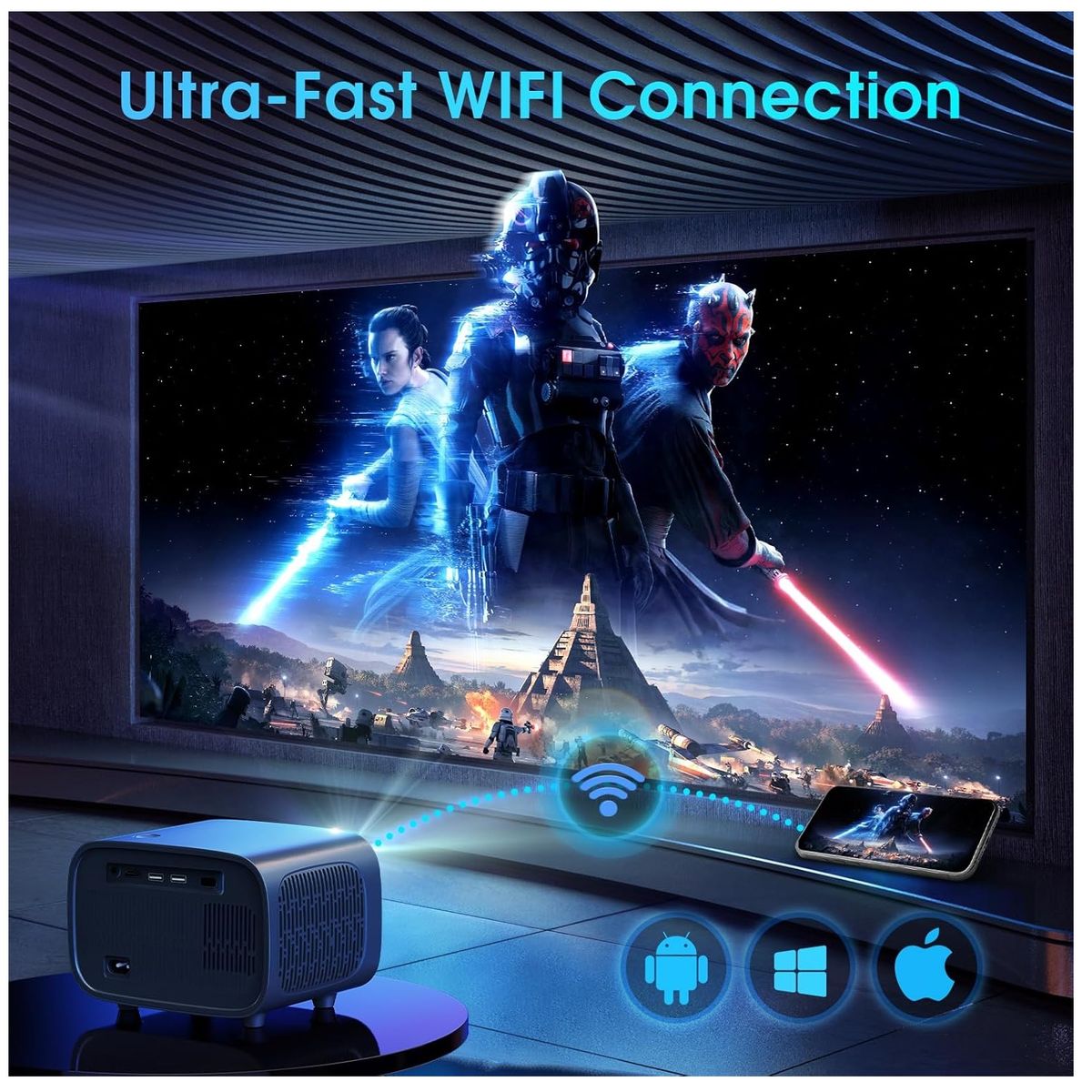 GENERICO - Proyector Video Full HD 200 pulgadas PC HDMI/AV 2 USB
