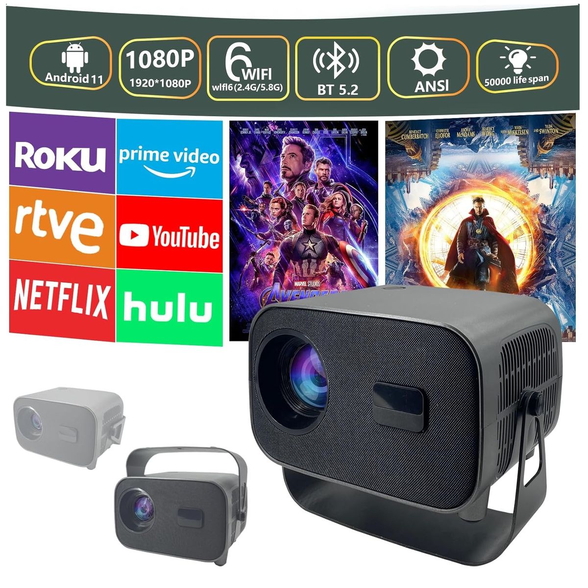 GENERICO - Proyector Video Full HD 200 pulgadas PC HDMI/AV 2 USB