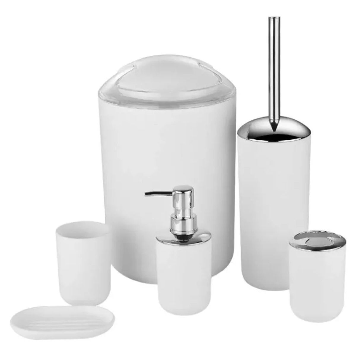 GENERICO - Set Accesorios Para Baño Juego De 6 Piezas Utensilios Baño (Blanco o Negro)