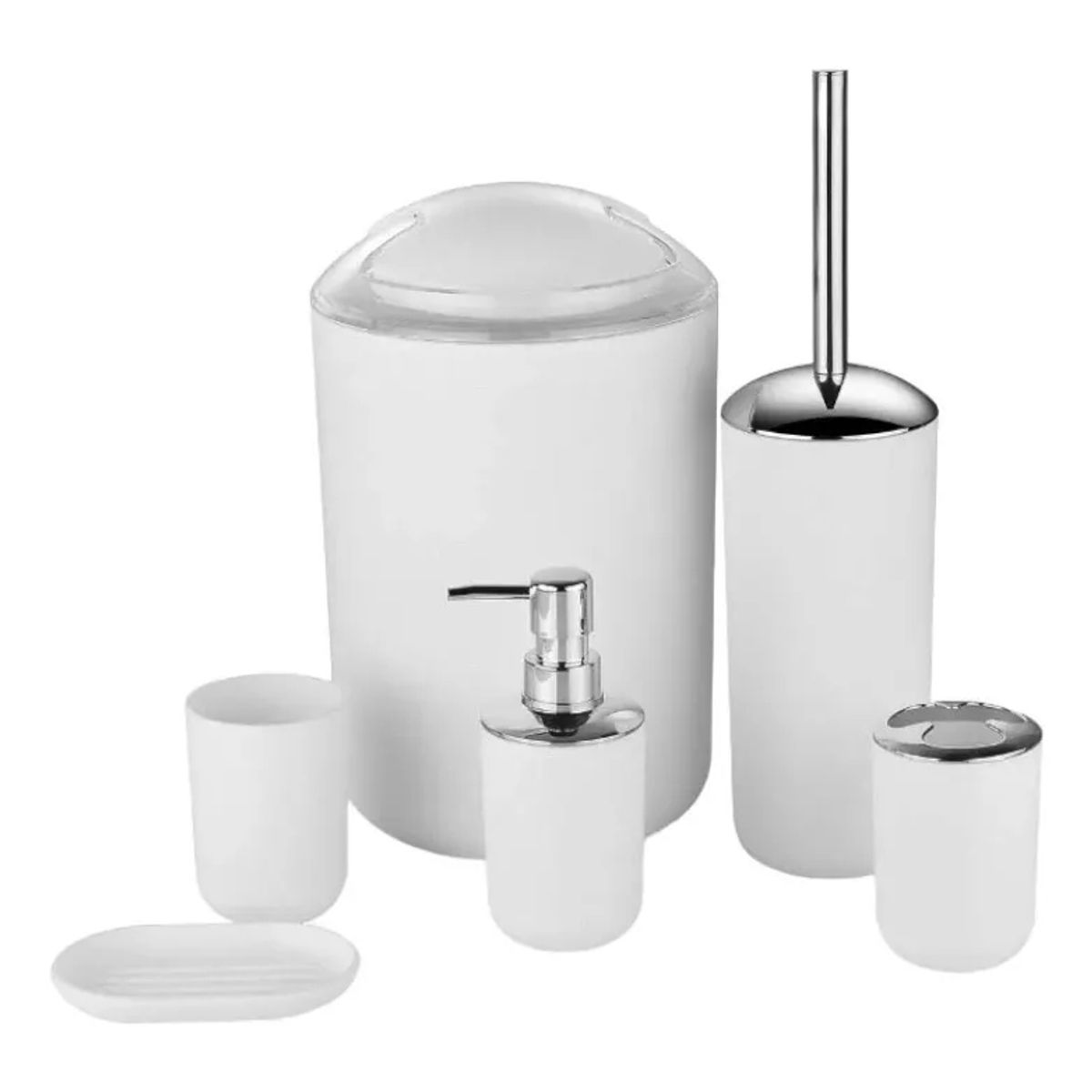 GENERICO - Set Accesorios Para Baño Juego De 6 Piezas Utensilios Baño (Blanco o Negro)