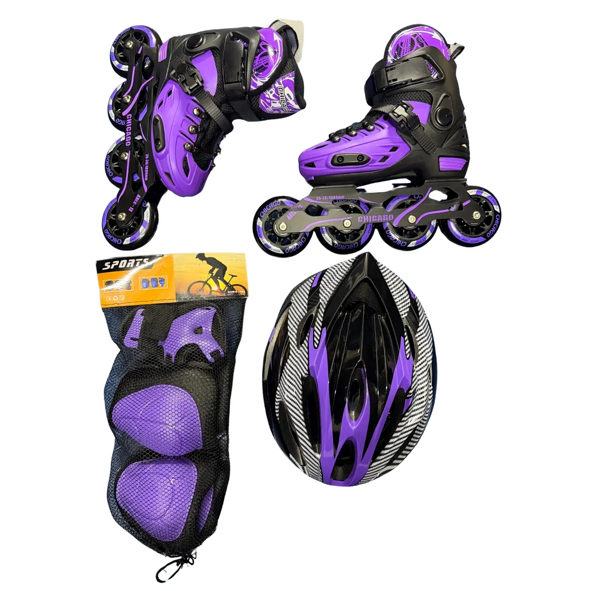 CHICAGO - Patines en Línea Semiprofesionales Con Antichoque Talla L 36-39 Morado