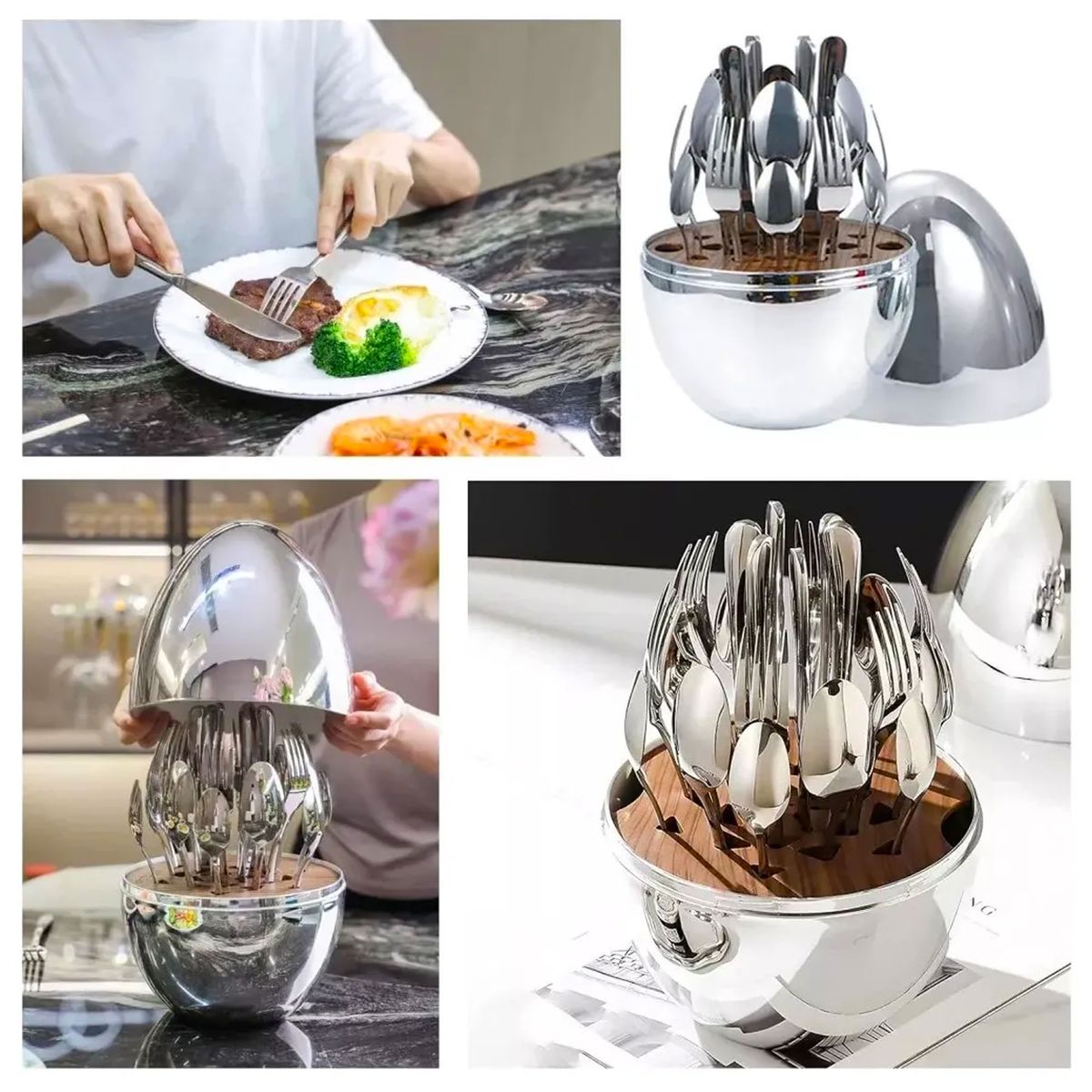 ONE PIXEL - Juego De Cubiertos Estuche 24 Piezas Acero Inoxidable Plateado