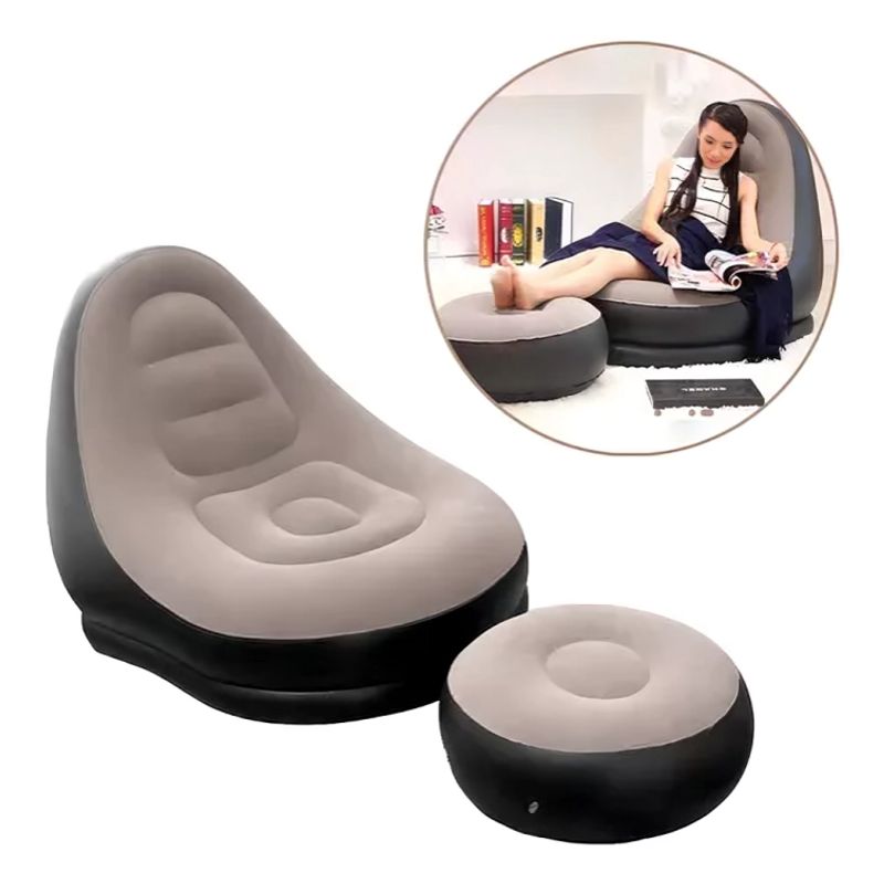 GENERICO - Sillon Inflable Puff Reclinable Comodo Portatil Posapies