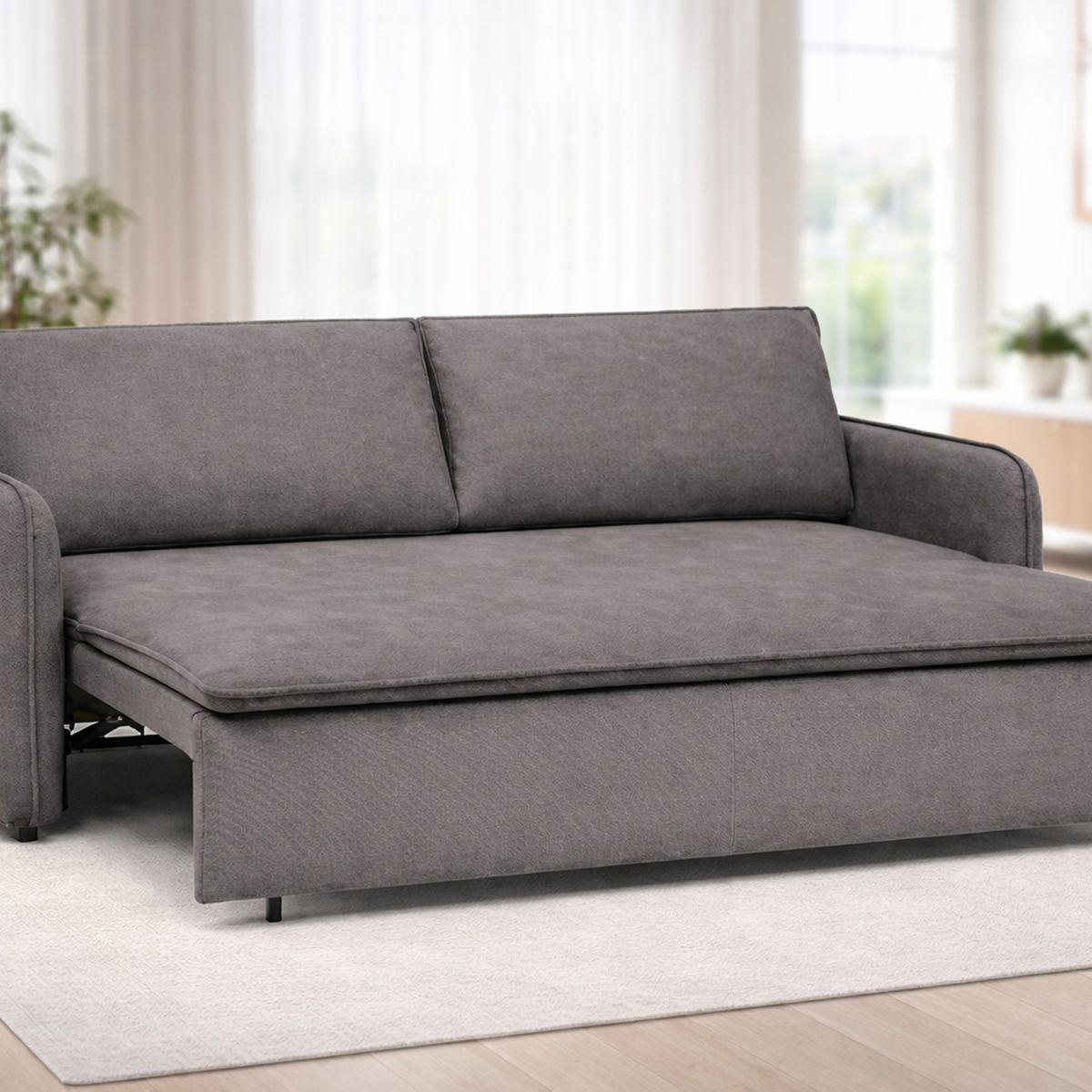 SOFA MARKET - Sofa Cama Cajon Max 3 Puestos Tela Gris