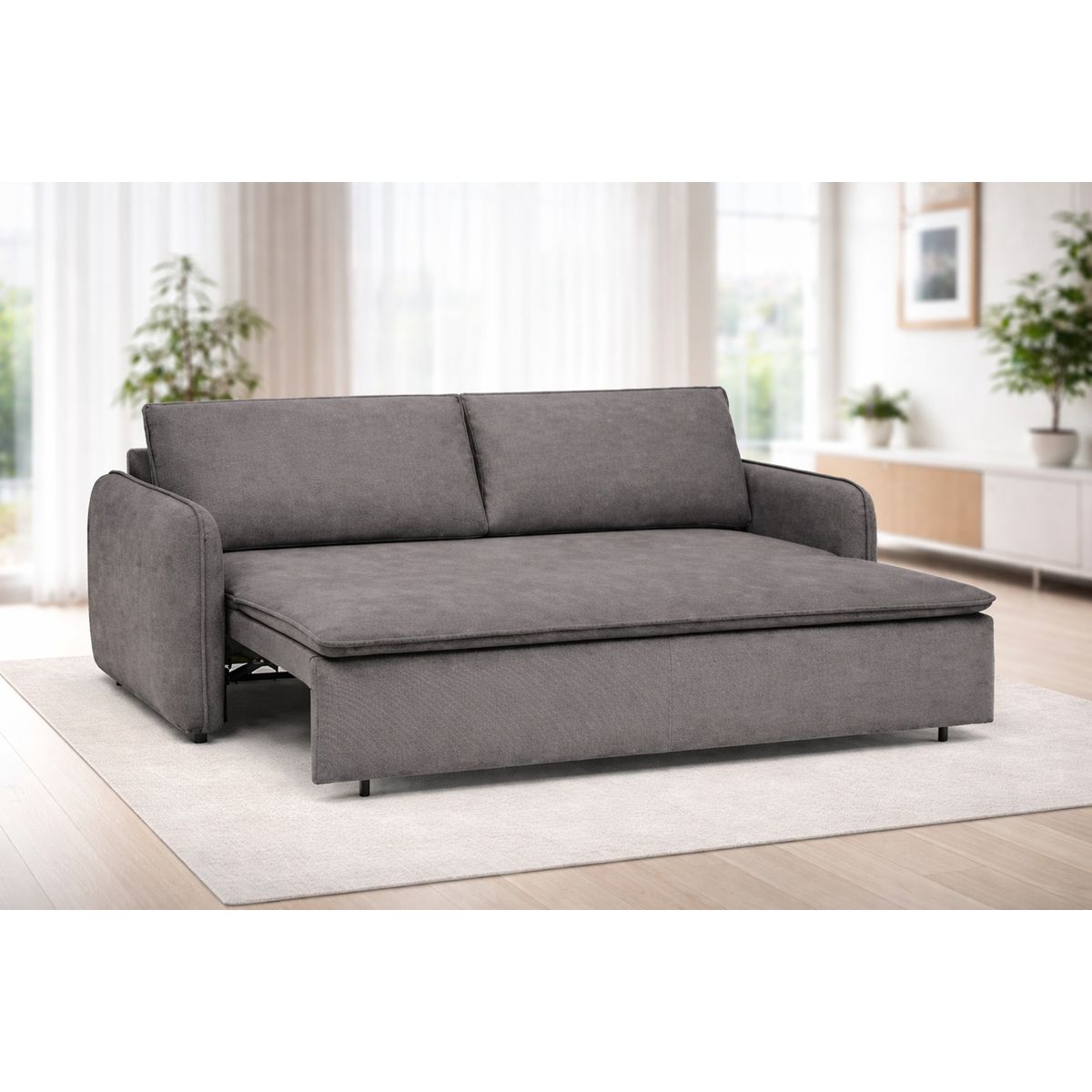 SOFA MARKET - Sofa Cama Cajon Max 3 Puestos Tela Gris