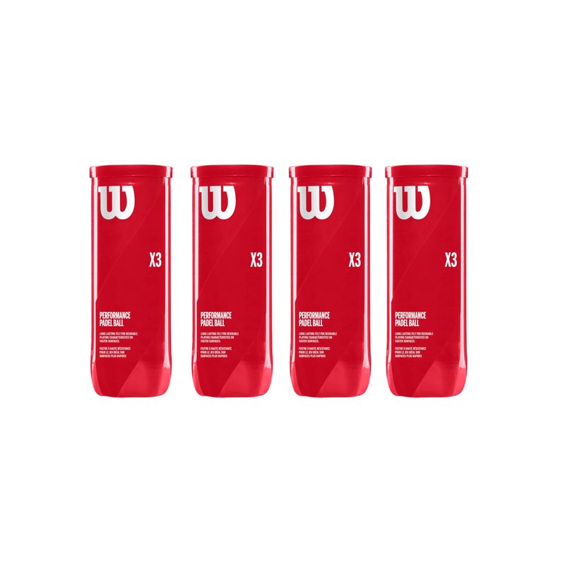 WILSON - Combo 4 Tarros Pelotas de Pádel Wilson Performance X3P
